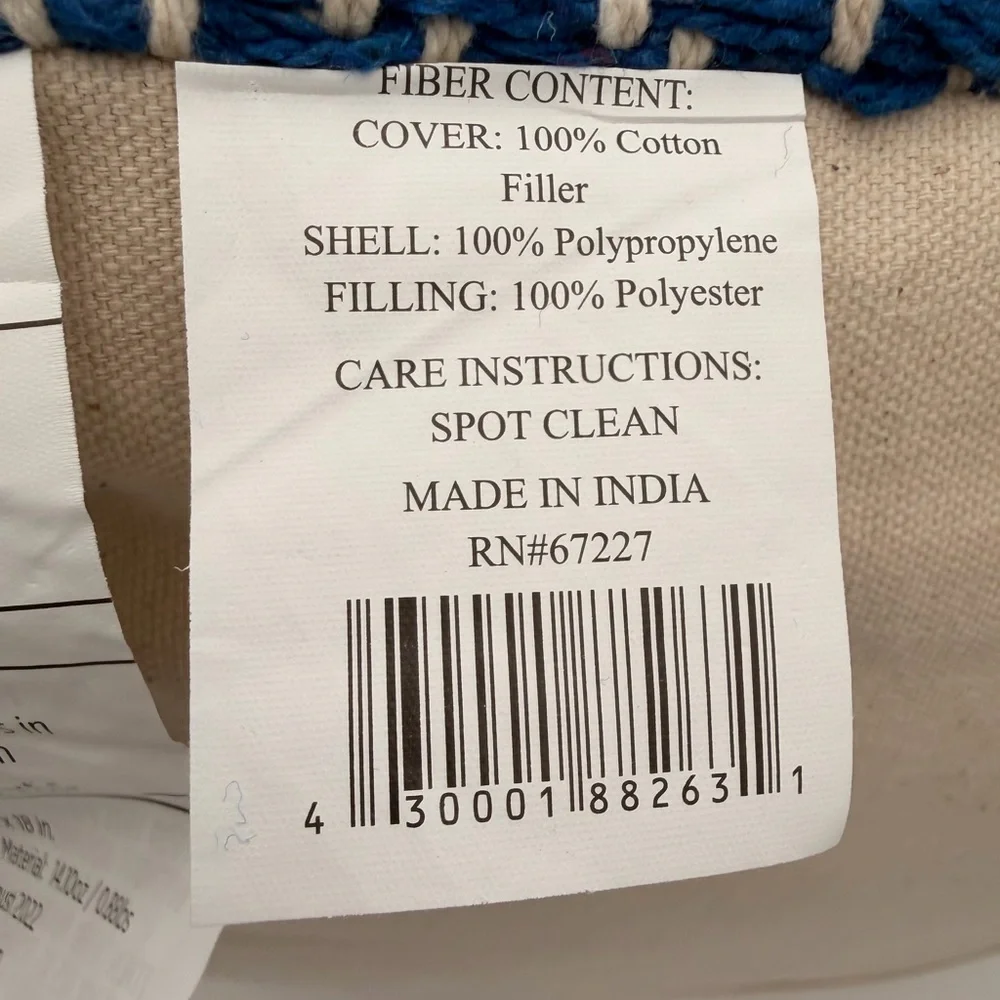 Set of Decorative Throw Pillows 100% Cotton Blue and White Woven
